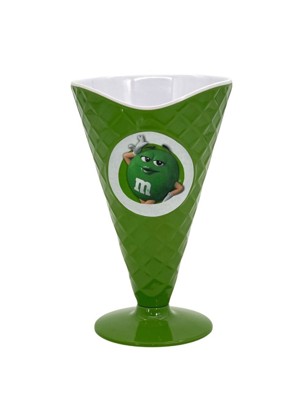 M&Ms World Green Ice Cream Waffle Cone-Shaped Cup Plastic Dishwasher Safe 2017